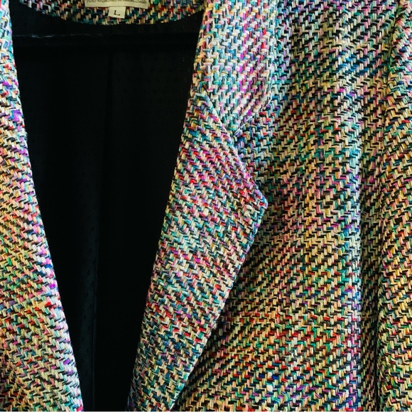 Emil Rutenberg Womens Vintage 100% Hand Woven Silk Multi Color Blazer | Large - Picture 4 of 8